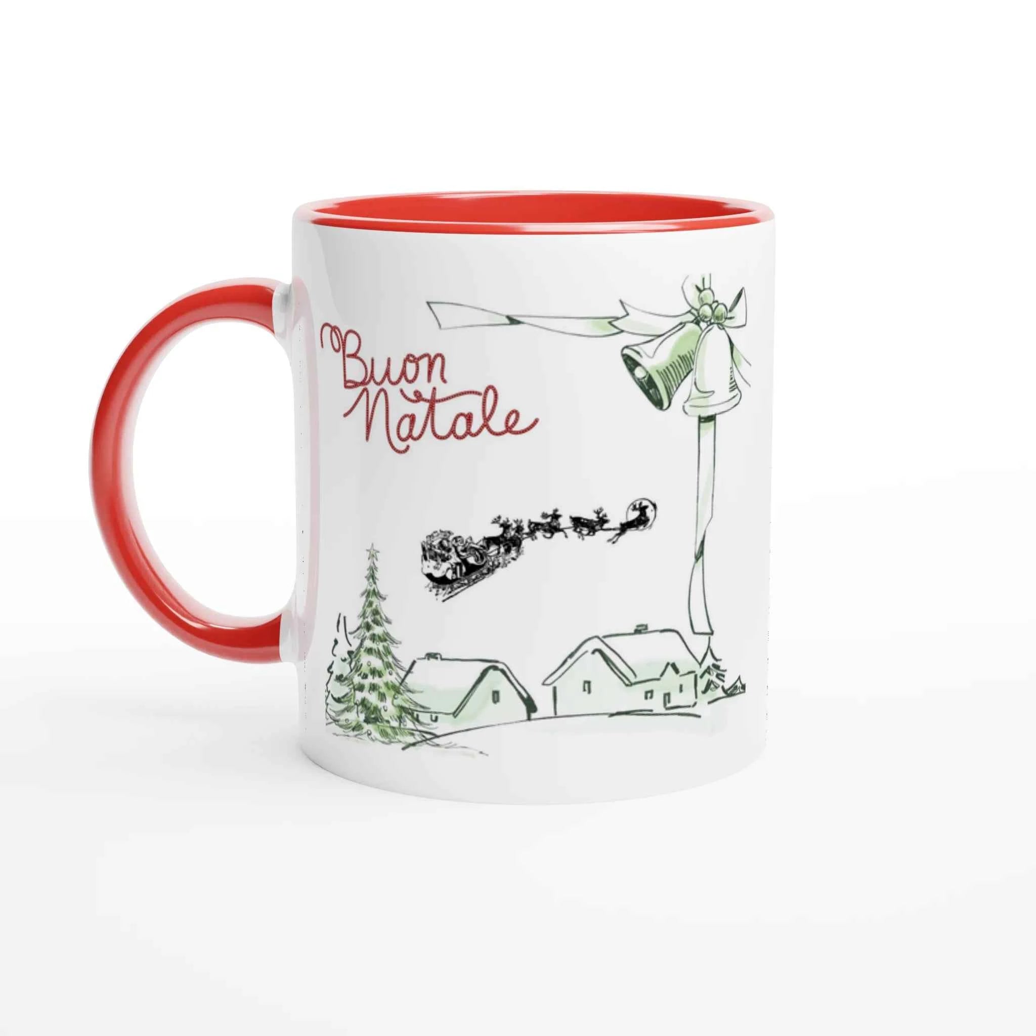 Tazza Natalizia in Ceramica con Interno Colorato da 325 ml - Regalo Perfetto per le Festività
