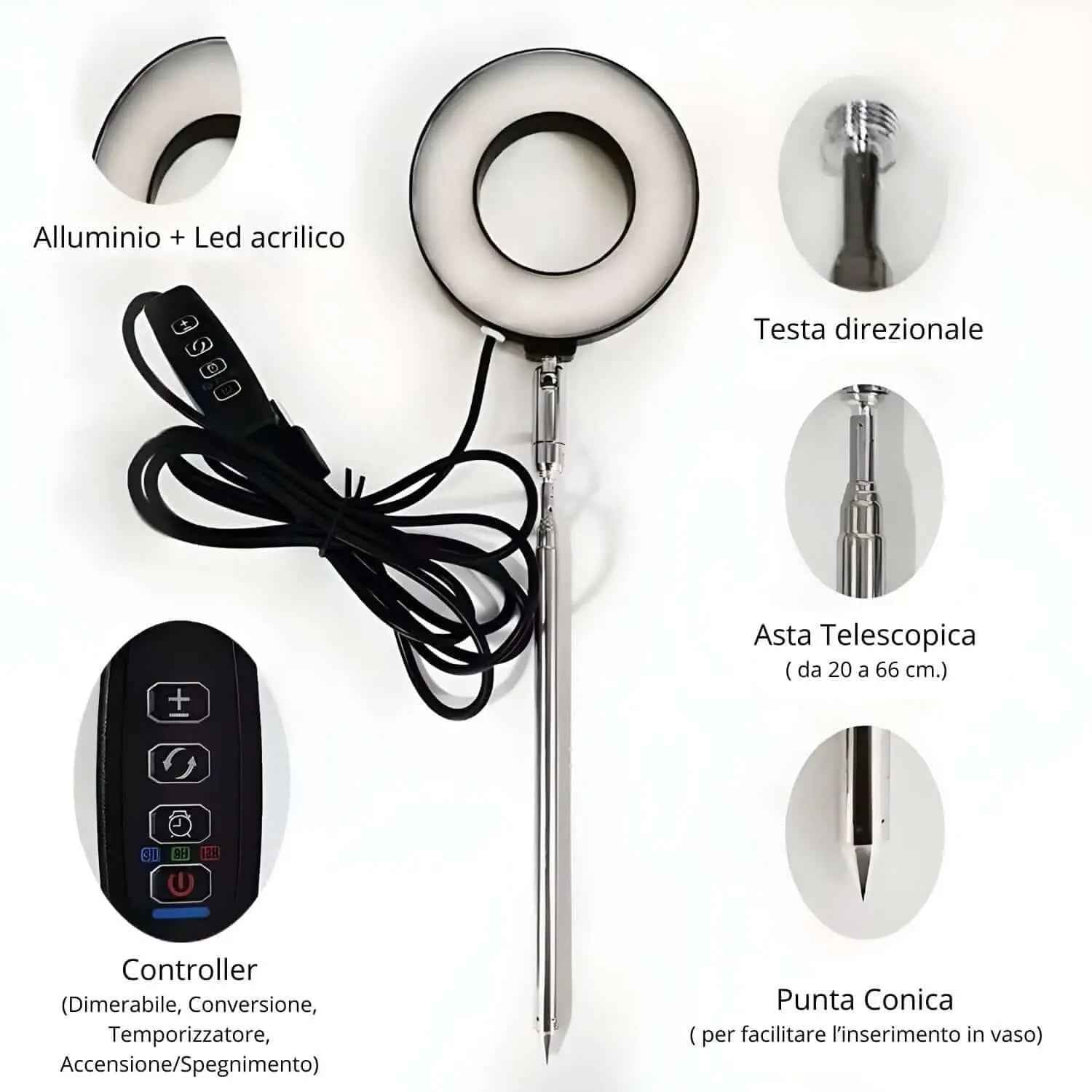 LumiFlora - Lampada LED Dimmerabile Telescopica per Terrarium, Bonsai, Piante Carnivore e da Scrivania - Nootje store